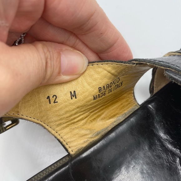 Bally Vintage Men's Black Baronio Leather Slingback Fishman Sandals Size 12 - Picture 6 of 11